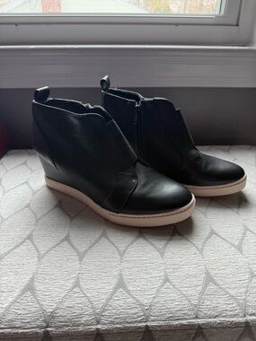 Women's Black Wedge Sneaker Ankle Booties - Sleek Casual Style